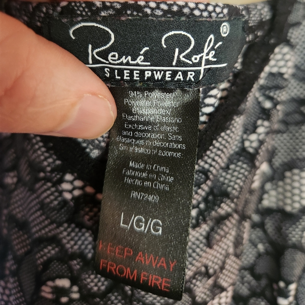 René Rofé Black Floral Lace Chemise Nightgown Sleepwear Size Large Sexy Lingerie - Picture 2 of 6